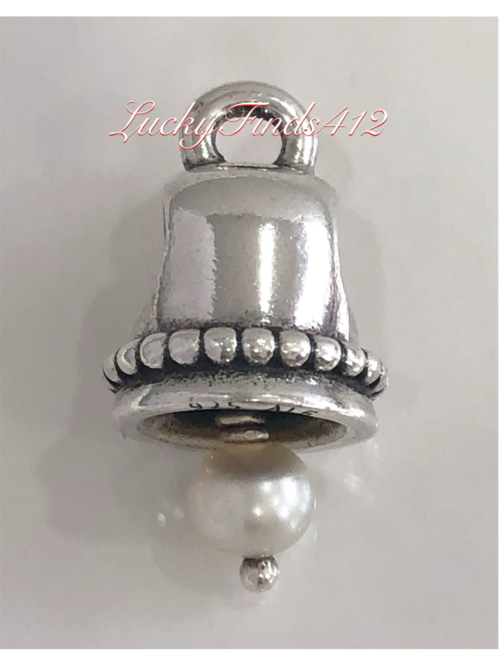 Authentic Pandora Wedding Bell With Pearl Dangle Charm Retired